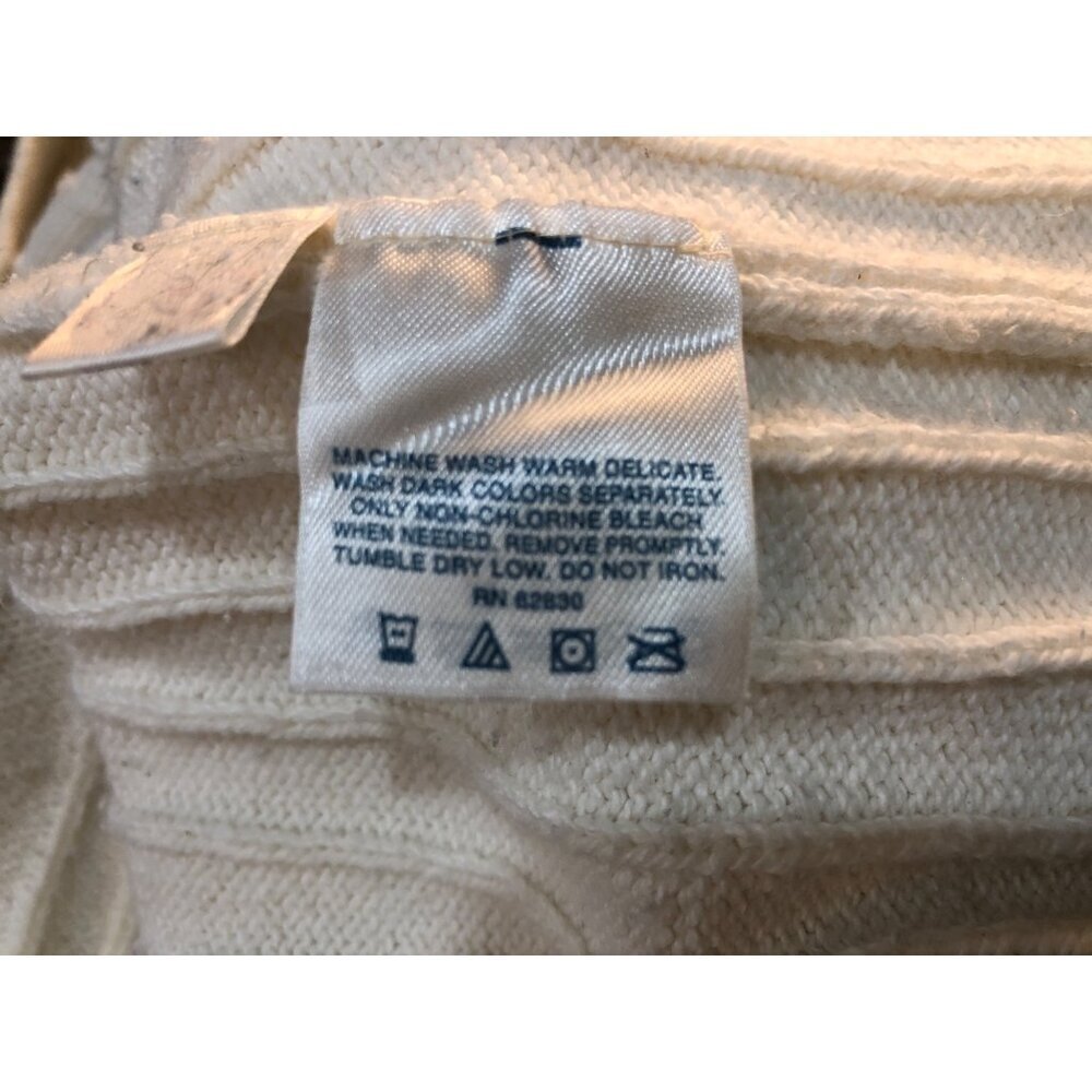 Lands End Vintage V-Neck Ribbed Knit Cream Sweater Size M (38-40R) - Picture 8 of 8